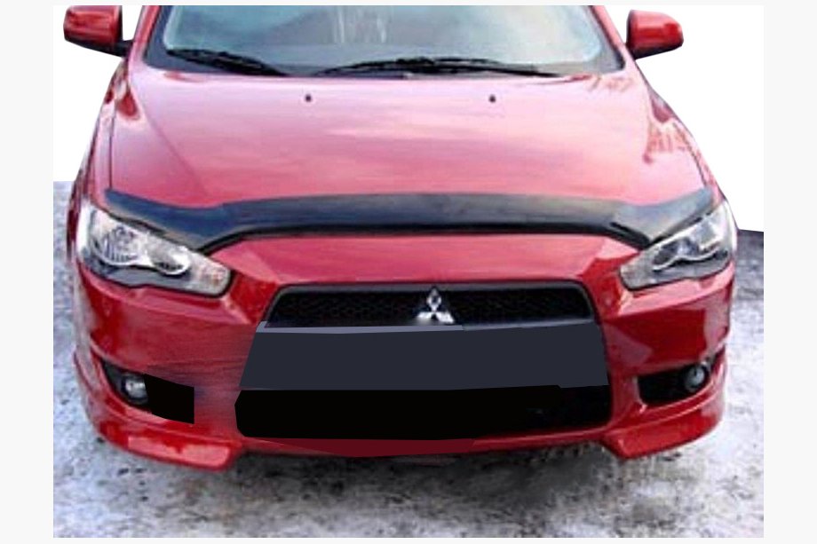 Mitsubishi Lancer X 2008- гг. Дефлектор капота длинный 2007-2011 (SIM) Image