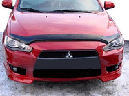 Mitsubishi Lancer X 2008- гг. Дефлектор капота длинный 2007-2011 (SIM) фото 1