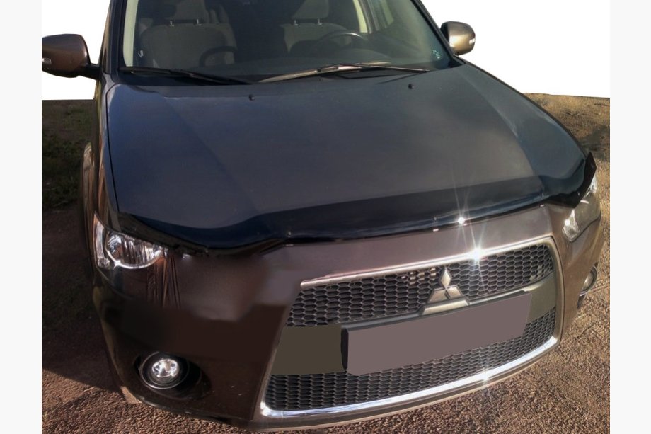 Mitsubishi Outlander 2006-2012 гг. Дефлектор капота длинный 2009-2012 (SIM) Image