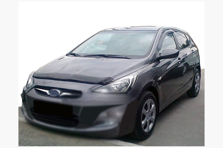 Hyundai Accent 2011-2017 гг. Дефлектор капота 2010-2014 (SIM) Image