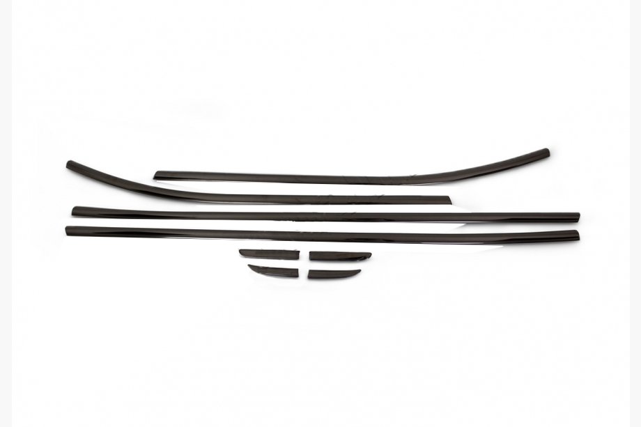Renault Clio IV 2012-2019 гг. Окантовка окон Черный хром (HB, 8 шт, нерж сталь) Image