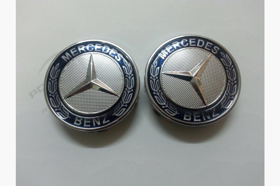 Mercedes GL сlass X164 2006-2012 гг. Колпачки на оригинальные диски 71 мм (синие, комплект 4 шт) Image