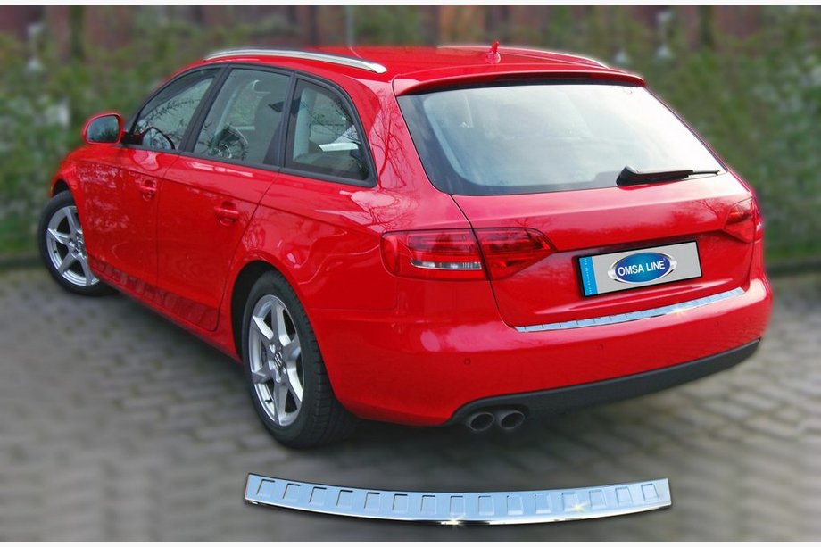 Audi A4 B8 2007-2015 гг. Накладка на задний бампер OmsaLine (AVANT, нержавейка) OmsaLine - Итальянская Нержавеющая Сталь, Матовая Фото 2