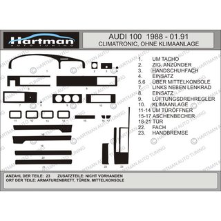 Накладки на панель приборов (Hartman) Audi 100 C3 1988-1991 гг. фото 1