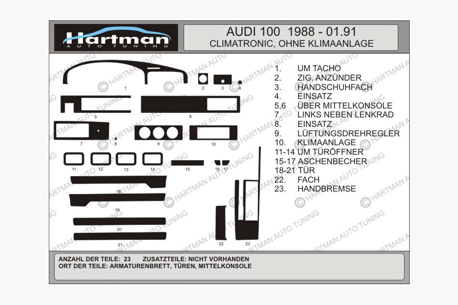 Audi 100 C3 1988-1991 гг. Накладки на панель приборов (Hartman) Image