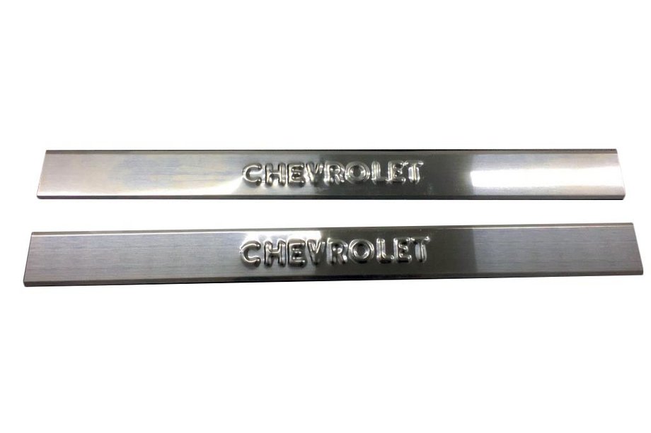 Chevrolet Aveo T200 2002-2008 гг. Накладки на пороги Carmos (2 шт., нержавейка) Image