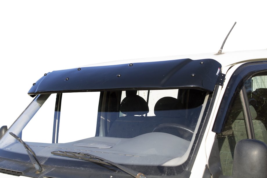 Ford Transit 1991-2000 гг. Козырек на лобовое стекло (черный глянец, 5мм) Image