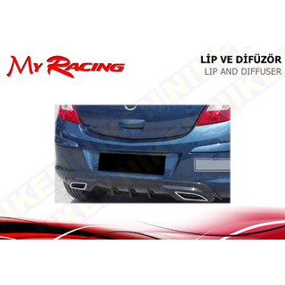 Накладка на задний диффузор (ABS, Черная) Opel Corsa D 2007-2014 гг.