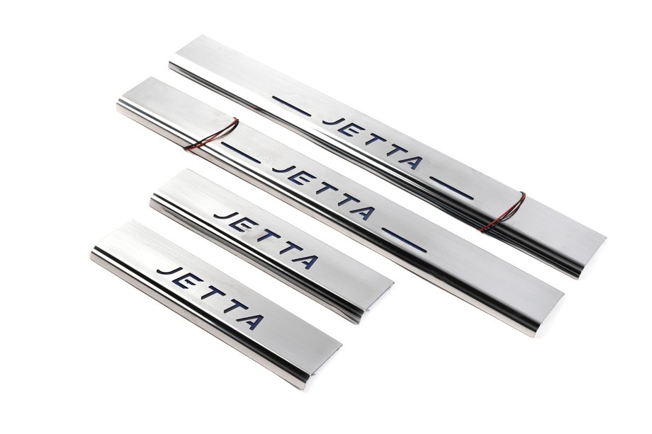 Volkswagen Jetta 2011-2018 гг. Накладки на пороги Carmos V2 (4 шт, нержавейка) Image