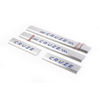 Накладки на пороги (4 шт, синие) Chevrolet Cruze 2009-2015 гг. фото 1