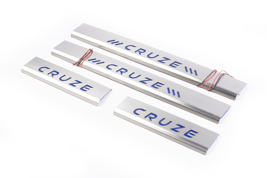 Chevrolet Cruze 2009-2015 гг. Накладки на пороги (4 шт, синие) Image