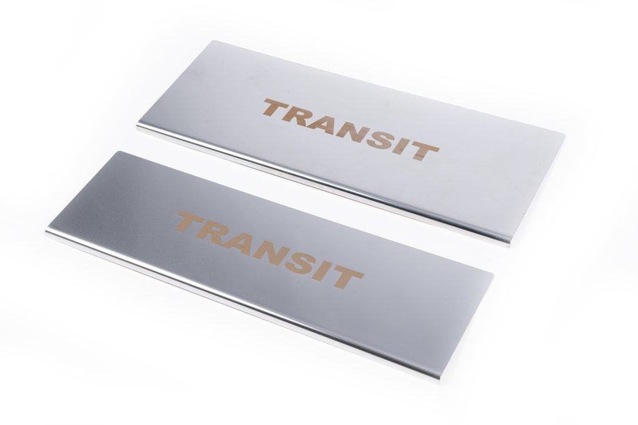 Ford Transit 2000-2014 гг. Накладки на внутренние пороги Carmos V1 (2 шт, нержавейка) Image