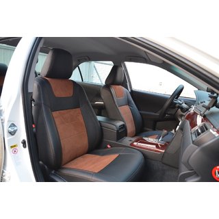 Авточехлы (Эко-кожа и заменитель алькантары, Elite) Toyota Camry 2011–2017 гг. фото 4