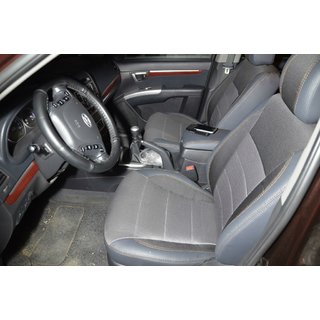 Авточехлы (Эко-кожа↗Ткань, Premium) Hyundai Santa Fe 2 2006-2012 гг. фото 4