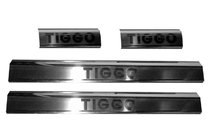 Chery Tiggo 1 2005-2016 гг. Накладки на пороги Carmos (4 шт, нержавейка) фото 1