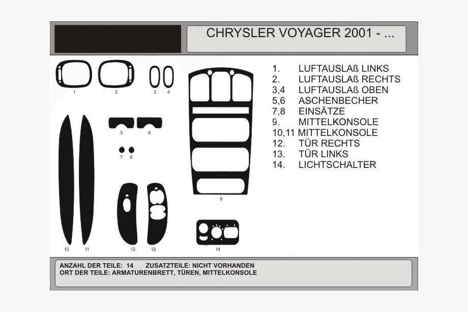 Chrysler Voyager 2001-2007 гг. Накладки на торпедо под дерево (2001↗) Image
