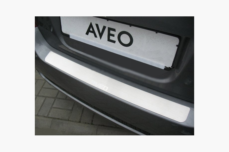 Chevrolet Aveo T250 2005-2011 гг. Накладка на задний бампер Nataniko (нержавейка) Image