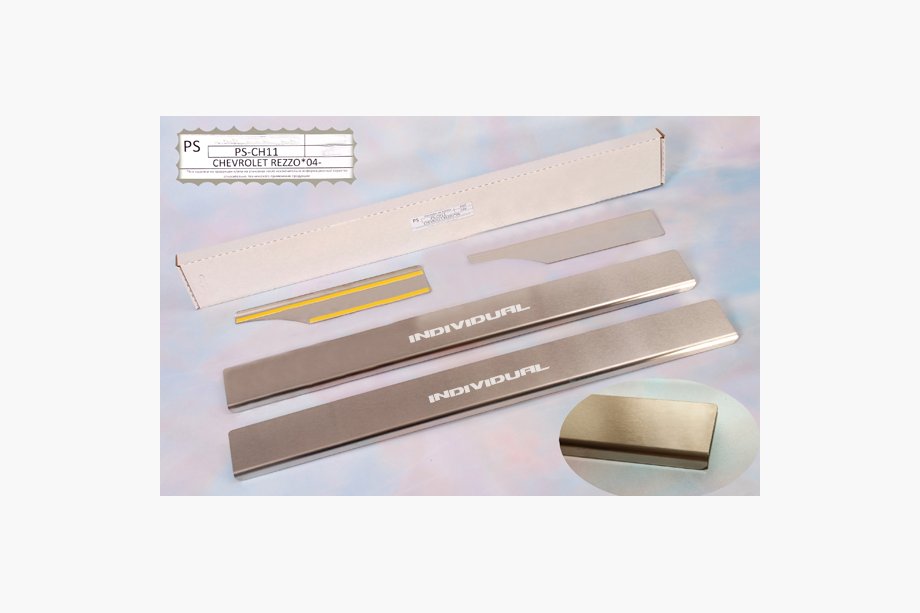 Chevrolet Tacuma/Rezzo 2000-2008 гг. Накладки на пороги Natanika Standard (4 шт, нержавейка) Image