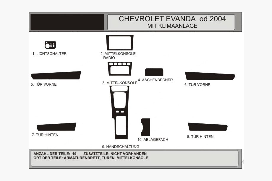Chevrolet Evanda 2000-2006 гг. Накладки на панель приборов (Hartman) Image
