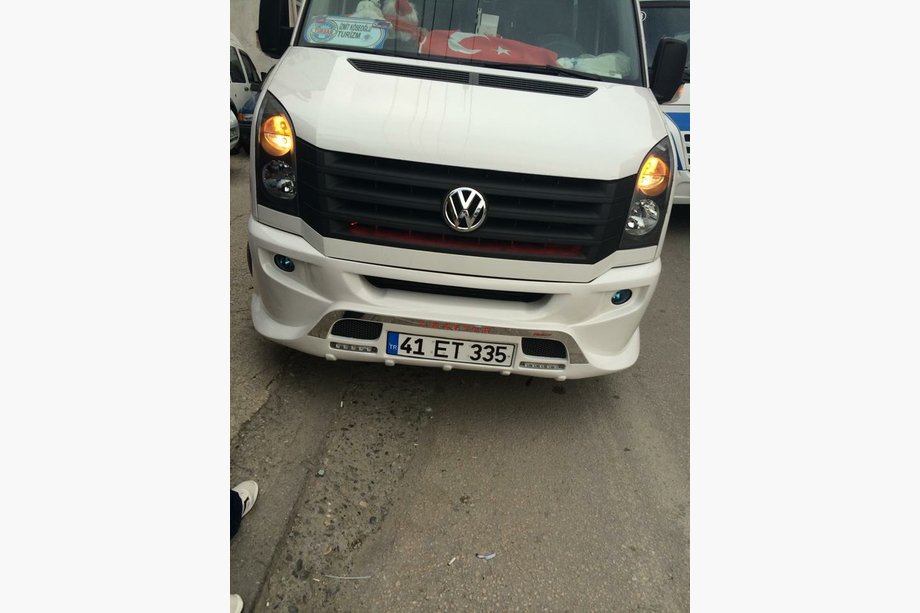 Volkswagen Crafter 2006-2016 гг. Накладка на передний бампер 2012↗ (Sport-3, под покраску) Фото 9