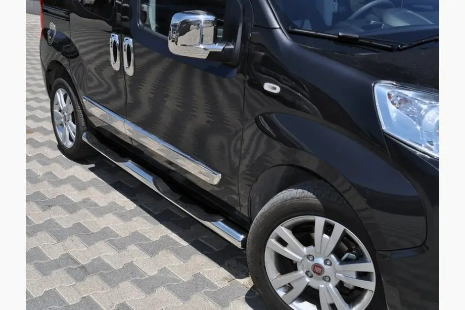 Citroen Nemo 2007-2017 гг. Боковые трубы (2 шт., нержавейка) Ø60, с пластиковыми заглушками Image