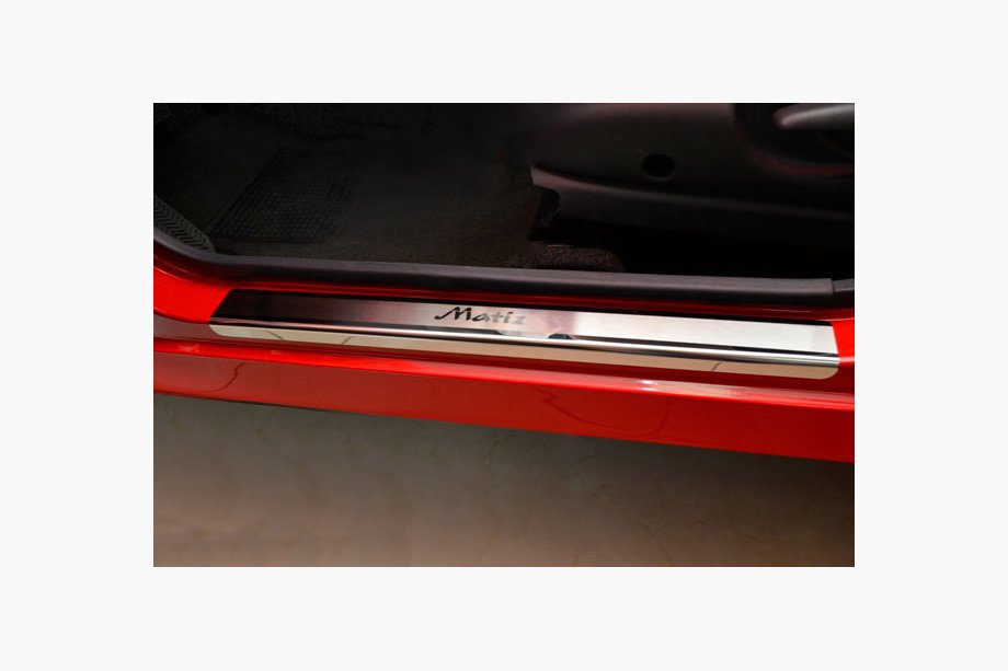 Daewoo Matiz 1998-2008 гг. Накладки на пороги NataNika Premium (4 шт, нержавейка) Image