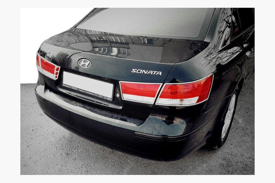 Hyundai Sonata NF 2004-2009 гг. Хромированные накладки на задние фонари (2 шт., пластик) Image