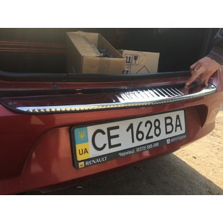 Накладка на задний бампер Carmos нержавейка Renault Logan I 2008-2013 гг. фото 2