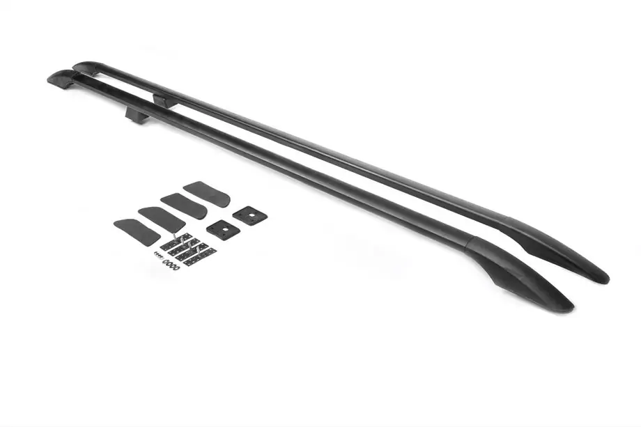 Hyundai H300, H1, Starex 2008-2020 гг. Черные рейлинги Черный Рейлинг (Металлические Ножки)