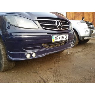 Накладка на бампер с 4 фарами (грунт под покраску) Mercedes Vito W639 2004-2014 гг. фото 4