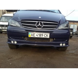 Накладка на бампер с 4 фарами (грунт под покраску) Mercedes Vito W639 2004-2014 гг. фото 3