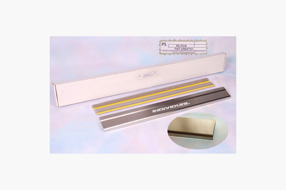 Fiat Linea 2006-2018 гг. Накладки на пороги из нержавейки Natanika Standard (2 шт) Image