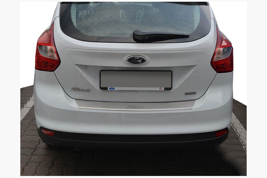 Ford Focus III 2011-2017 гг. Накладка на задний бампер с загибом Natanika (нержавейка) Image