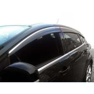 Хромированные дефлекторы окон (6 шт., Sunflex) Ford Focus III 2011-2017 гг. фото 1