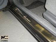 Daewoo Lanos 1998-2017 гг. Накладки на пороги Nataniko (4 шт, нержавейка) фото 1
