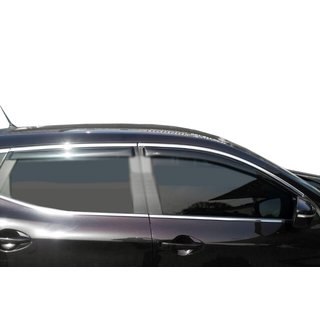 Nissan Qashqai (2014↗) Ветровики с хром молдингом (4 шт, HIC)