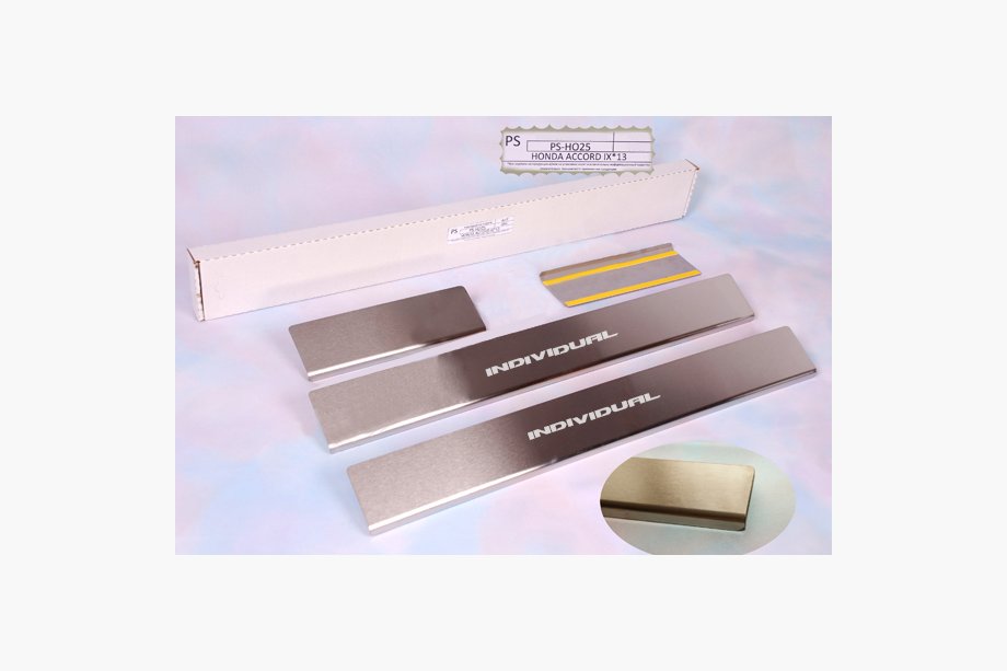 Honda Accord IX 2013-2017 гг. Накладки на пороги Natanika Standard (4 шт, нержавейка) Image