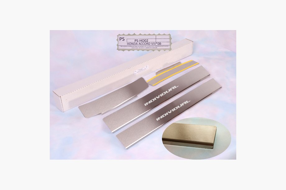 Honda Accord VIII 2008-2012 гг. Накладки на пороги Natanika Standard (4 шт, нержавейка) Image