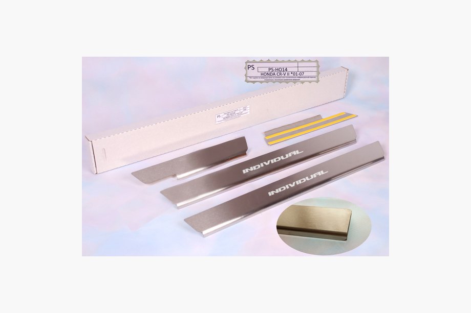 Honda CRV 2001-2006 гг. Накладки на пороги Natanika Standard (4 шт, нержавейка) Image