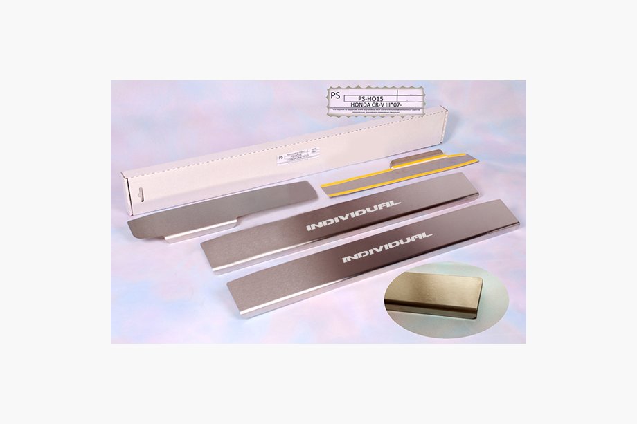 Honda CRV 2007-2011 гг. Накладки на пороги Natanika Standard (4 шт, нержавейка) Image