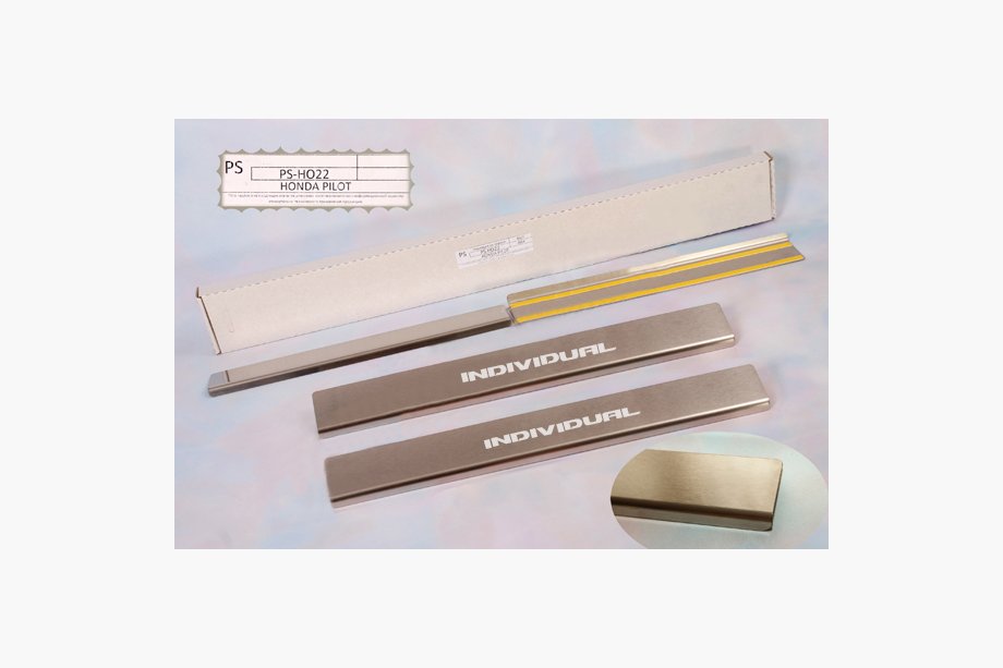 Honda Pilot 2008-2015 гг. Накладки на пороги Natanika Standard (4 шт, нержавейка) Image