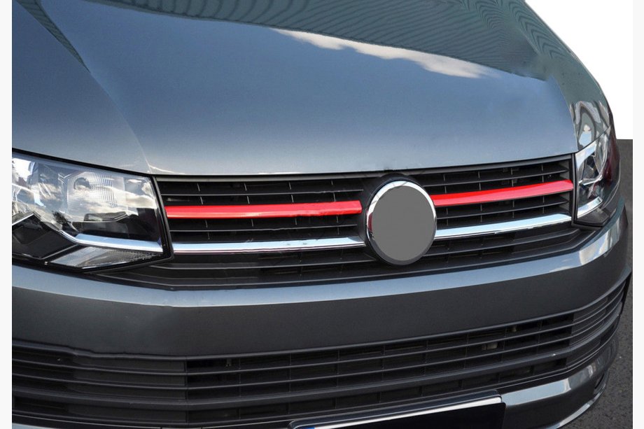 Volkswagen T6 2015-2024 гг. Верхние накладки на решетку 2015-2019 (2 шт, красные) Image