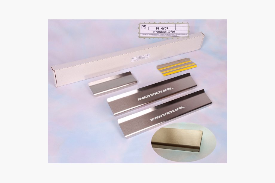 Hyundai I-10 2014-2017 гг. Накладки на пороги Natanika Standard (4 шт, нержавейка) Image