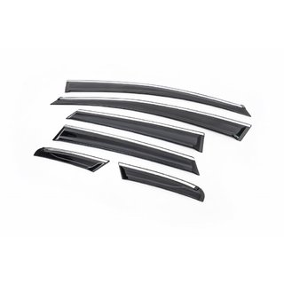 Ветровики с хромированной полосой HB (6 шт., Sunplex) Opel Astra J 2009-2015 гг. фото 1