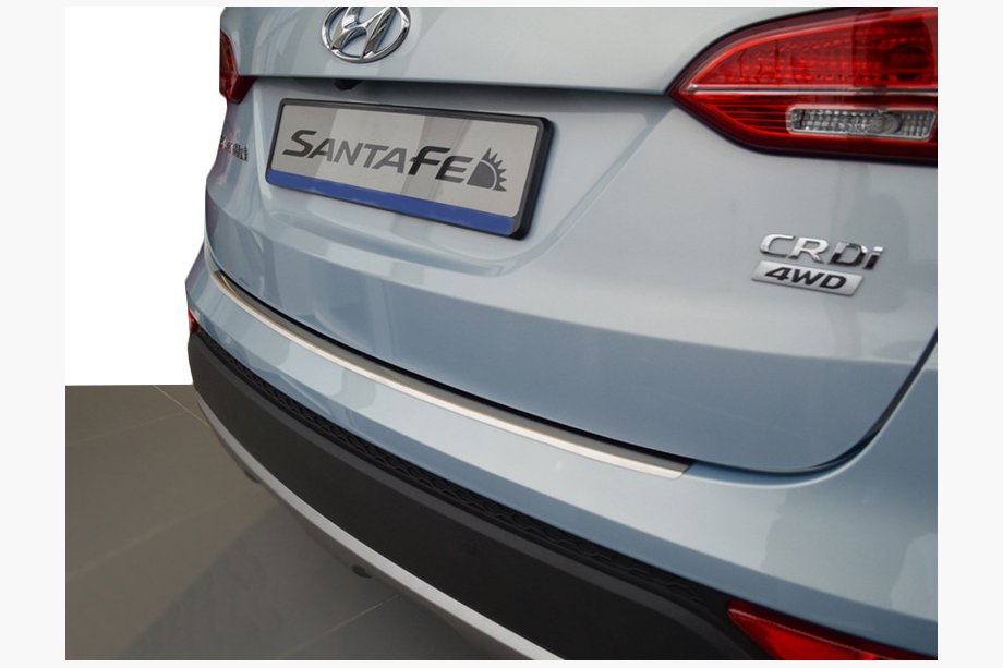 Hyundai Santa Fe 3 2012-2018 гг. Накладка на задний бампер с загибом Nataniko (нержавейка) Image