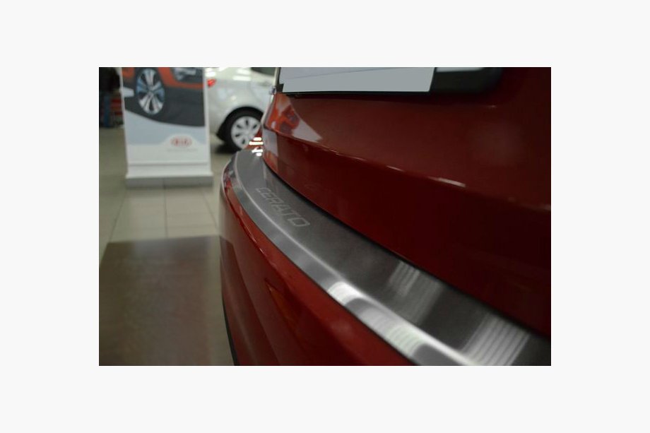 Kia Cerato 3 2013-2018 гг. Накладка на задний бампер с загибом Nataniko (нержавейка) Image