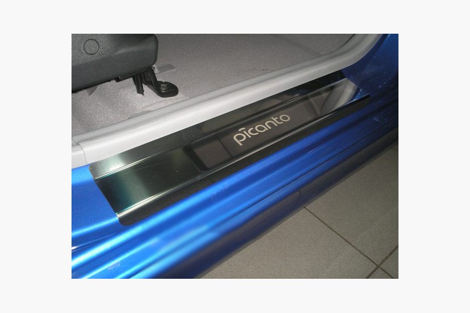 Kia Picanto 2004-2011 гг. Накладки на пороги Natanika Premium (4 шт, нержавейка) Image