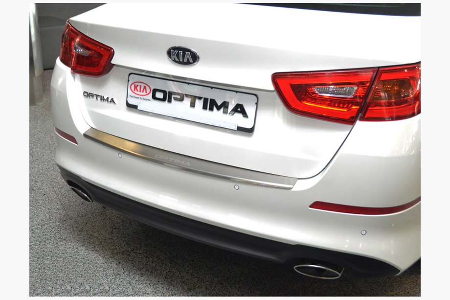 Kia Optima 2010-2016 гг. Накладка на задний бампер с отбортовкой Nataniko (2014-2016, нержавейка) Image