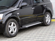 Kia Sorento I BL 2002-2009 гг. Боковые Подножки Allmond Grey (2 шт., Алюминий) фото 1