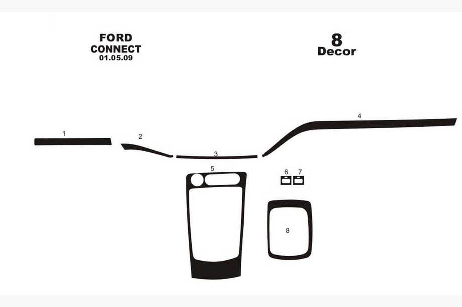 Ford Connect 2010-2013 гг. Накладки на панель приборов (Малый комплект) Дерево Фото 3